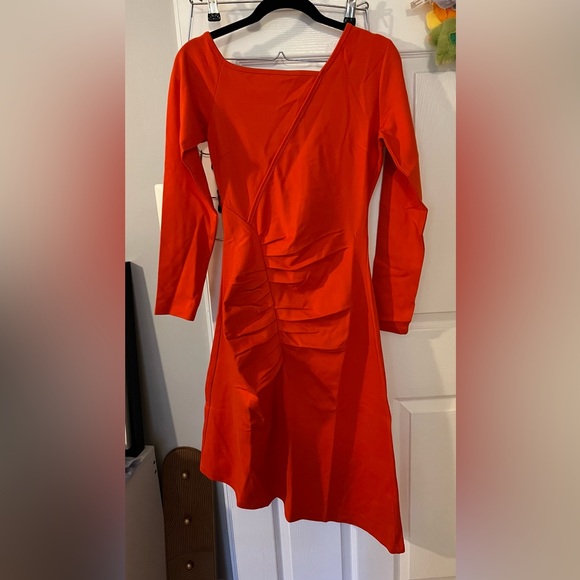 The Drop Dresses & Skirts - Women’s Long-Sleeve Ruched Orange Dress